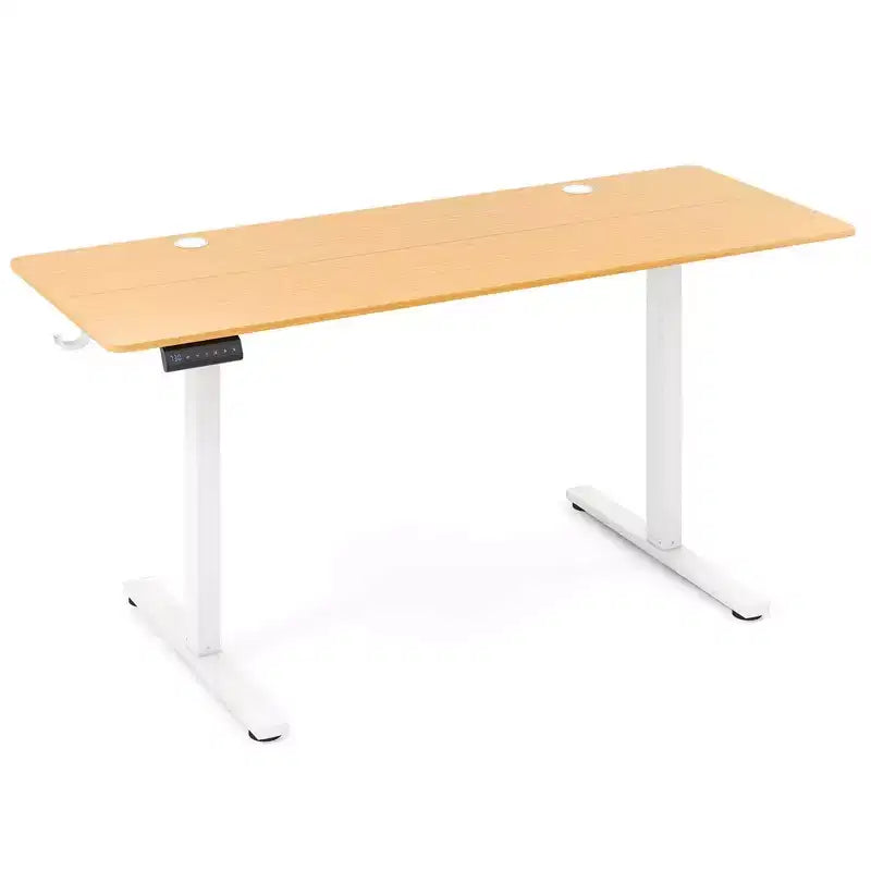 Bureau assis-debout réglable en hauteur électrique naturel/marron/blanc