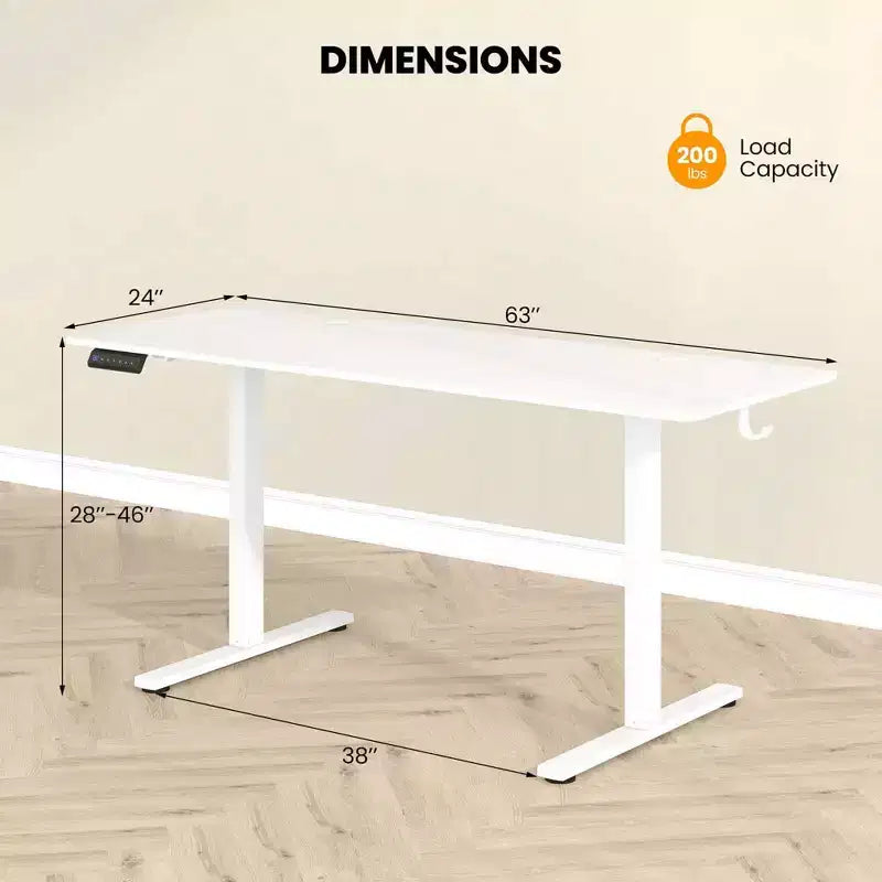 Bureau assis-debout réglable en hauteur électrique naturel/marron/blanc