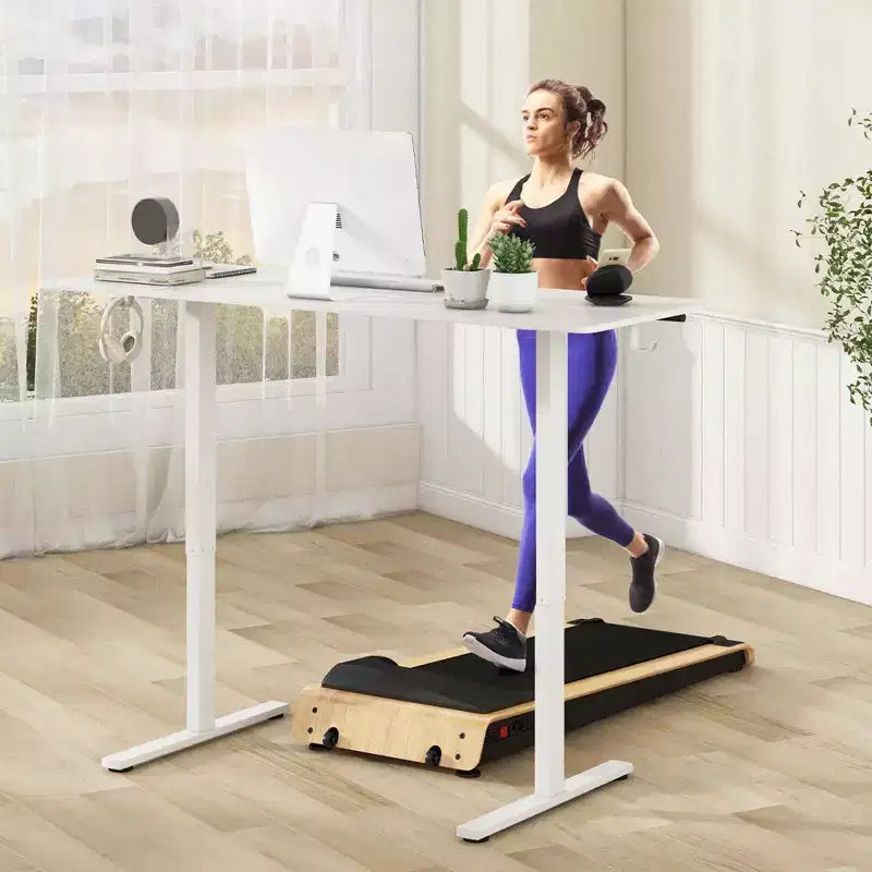 Bureau assis-debout réglable en hauteur électrique naturel/marron/blanc