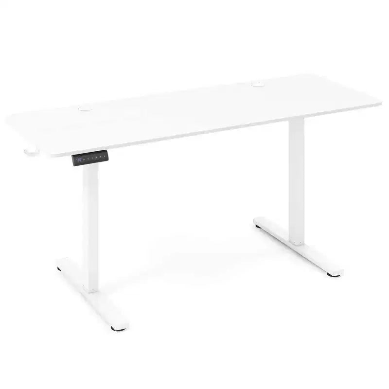 Bureau assis-debout réglable en hauteur électrique naturel/marron/blanc