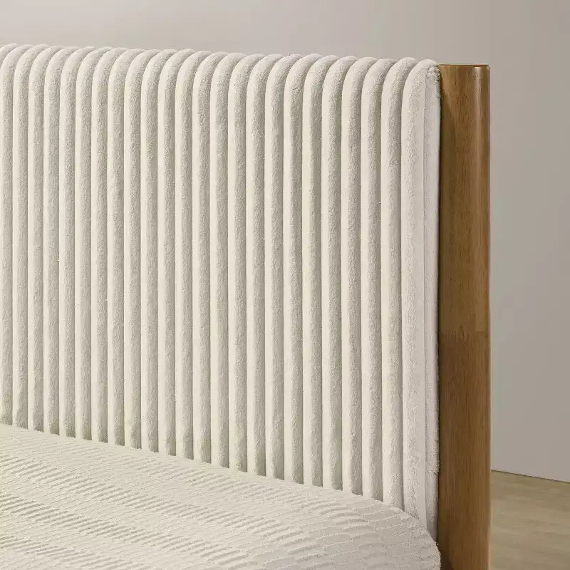 Lit plateforme de chambre en bois d'hévéa avec table de chevet