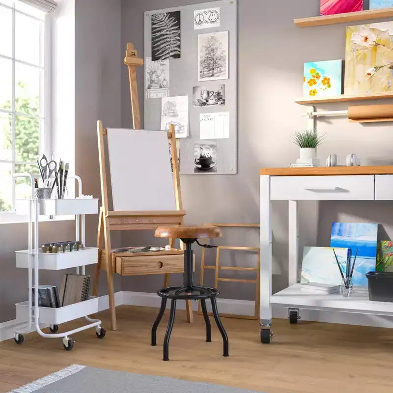 Tabouret de travail réglable Classics avec assise en bois d'acacia