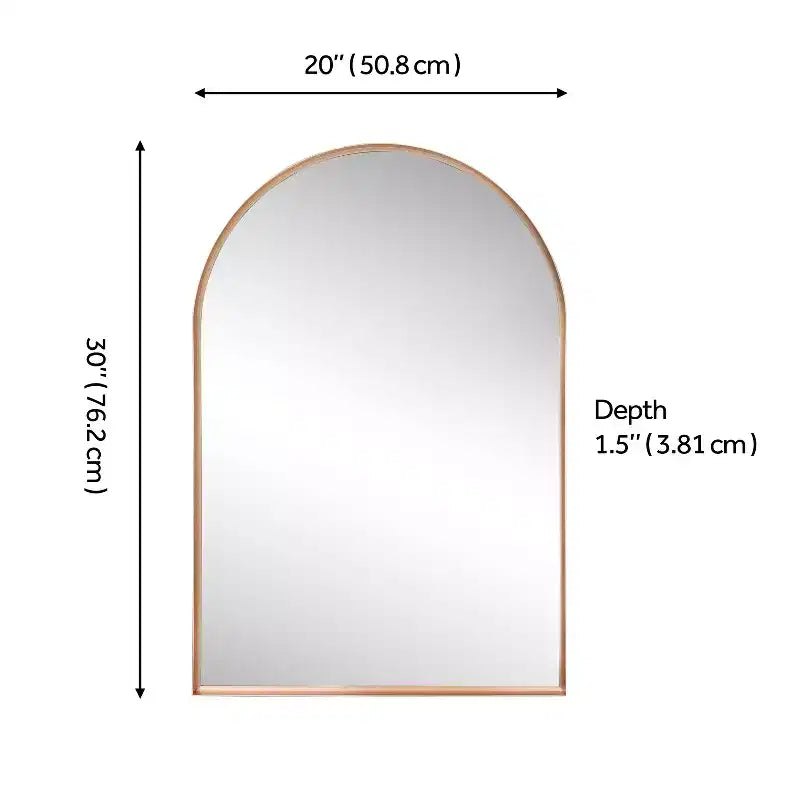 Miroir mural à cadre métallique cintrée