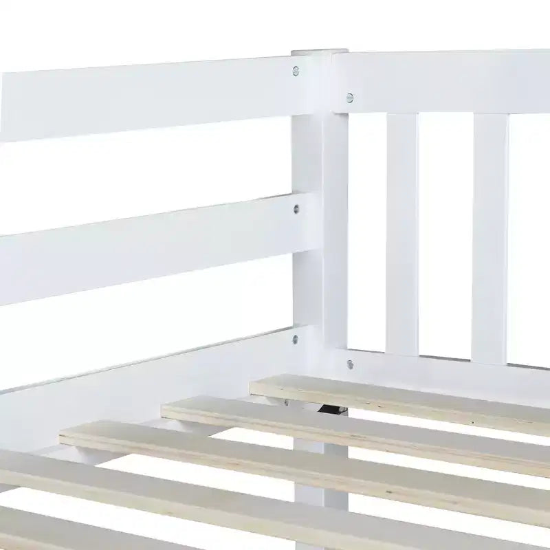 Lit superposé en bois d'hévéa avec 2 tiroirs, échelle et barrières de sécurité