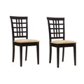 Simple Relax Set of 2 Dining Chairs with Lattice Back in Cappuccino