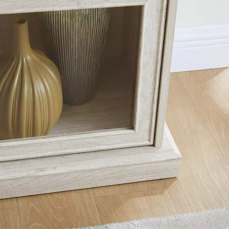 Vitrine en verre à 4 niveaux, armoire de curiosités en MDF blanc + verre trempé