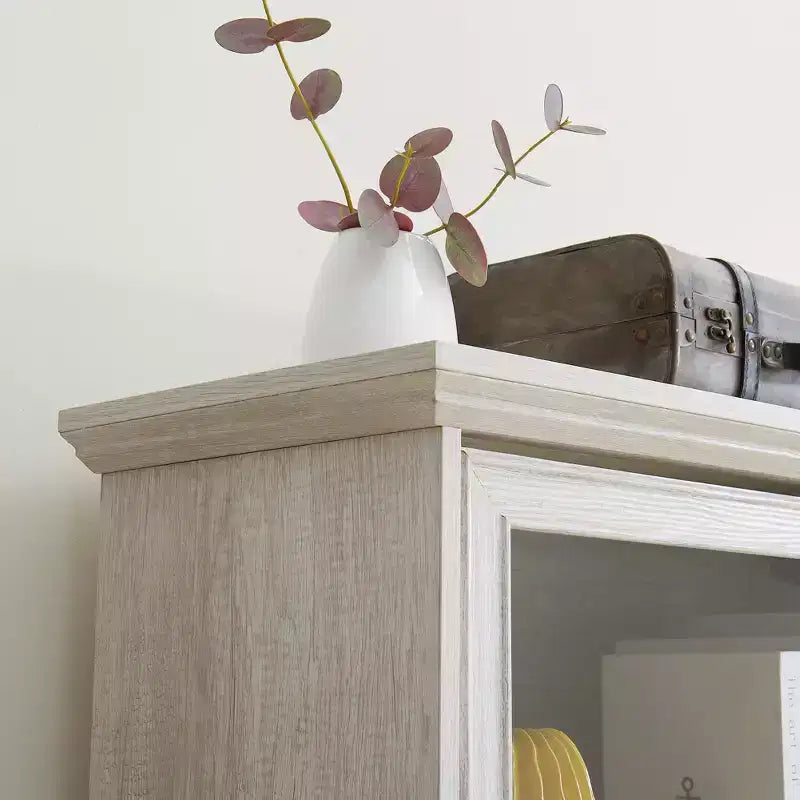 Vitrine en verre à 4 niveaux, armoire de curiosités en MDF blanc + verre trempé