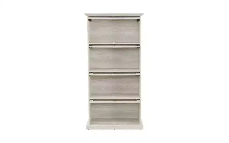 Vitrine en verre à 4 niveaux, armoire de curiosités en MDF blanc + verre trempé