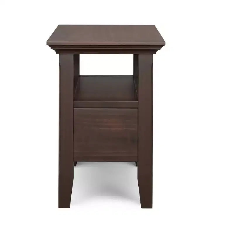 Table d'appoint étroite en bois massif de 14 pouces de large avec tiroir