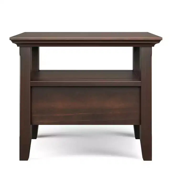 Table d'appoint étroite en bois massif de 14 pouces de large avec tiroir