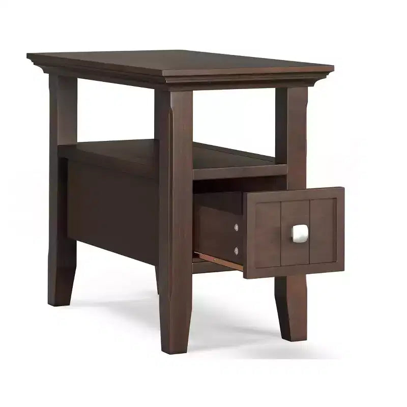 Table d'appoint étroite en bois massif de 14 pouces de large avec tiroir