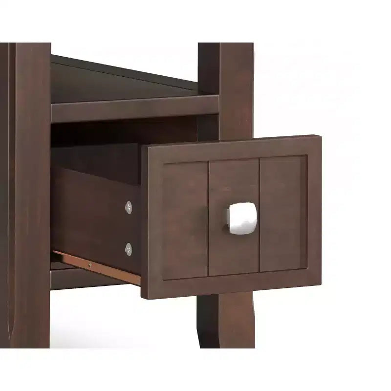 Table d'appoint étroite en bois massif de 14 pouces de large avec tiroir