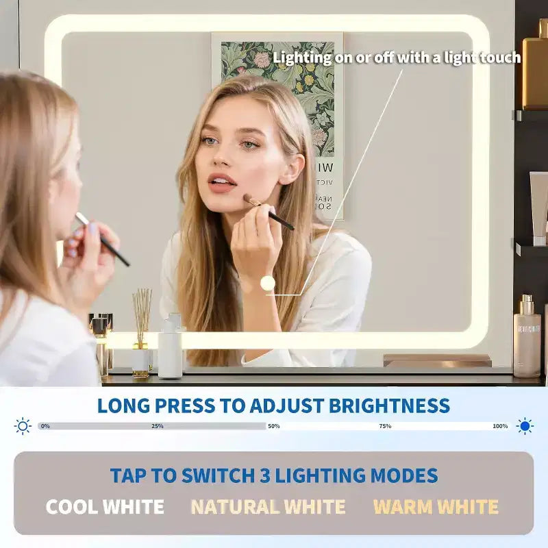 Coiffeuse avec miroir et éclairage 3 couleurs