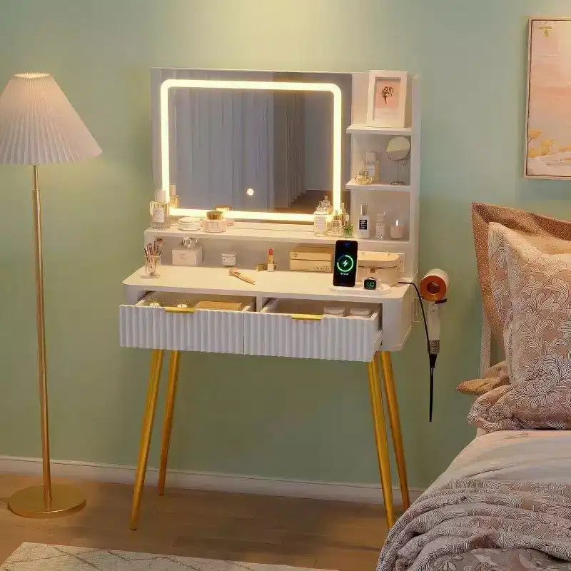 Coiffeuse avec miroir et éclairage 3 couleurs