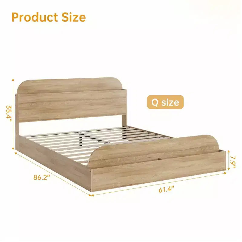 Cadre de lit en bois avec tête de lit de rangement Lit bas pour petit