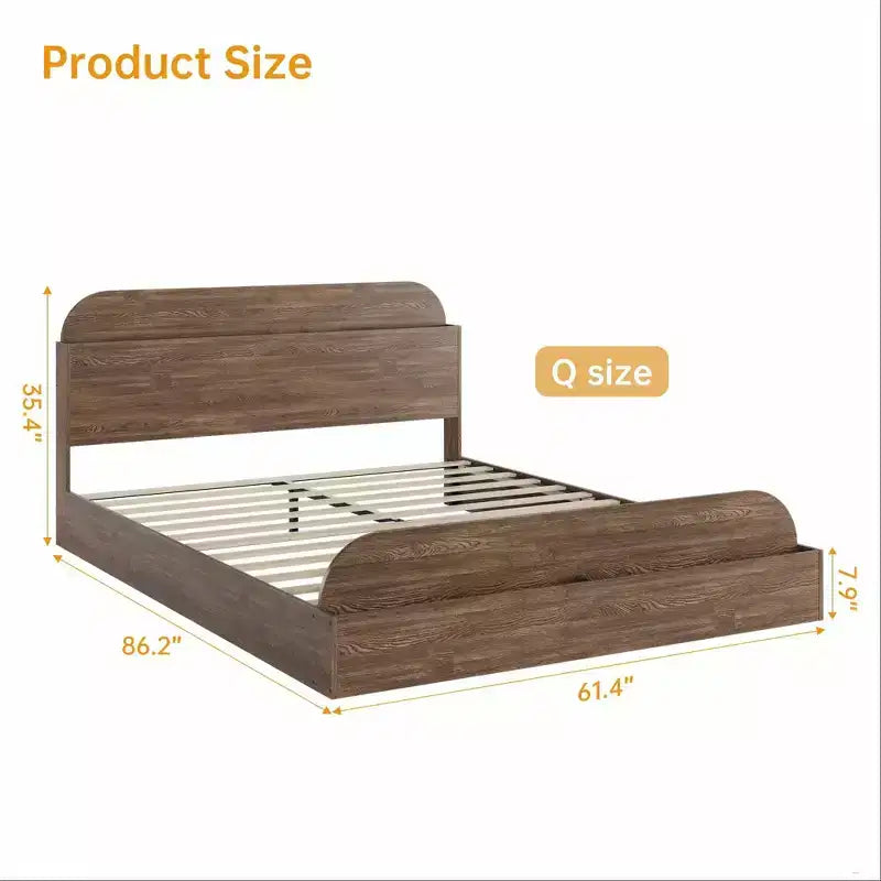 Cadre de lit en bois avec tête de lit de rangement Lit bas pour petit