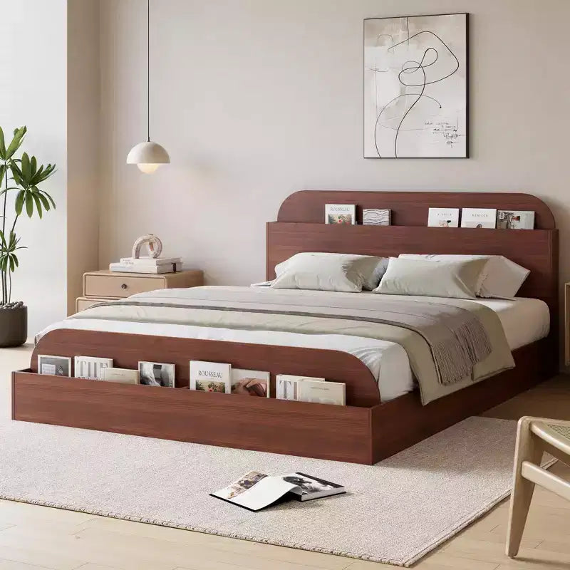 Cadre de lit en bois avec tête de lit de rangement Lit bas pour petit