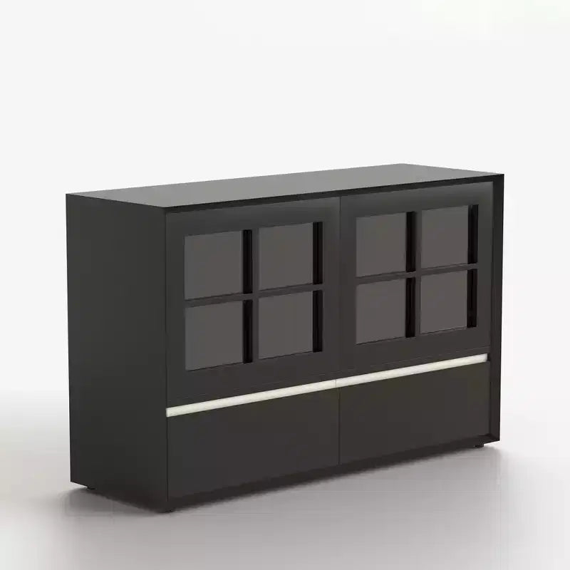 Buffet moderne avec portes en acrylique, meuble de rangement à 2 tiroirs