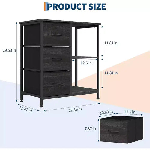 Meuble de rangement en tissu à 3 tiroirs pour la maison et le bureau