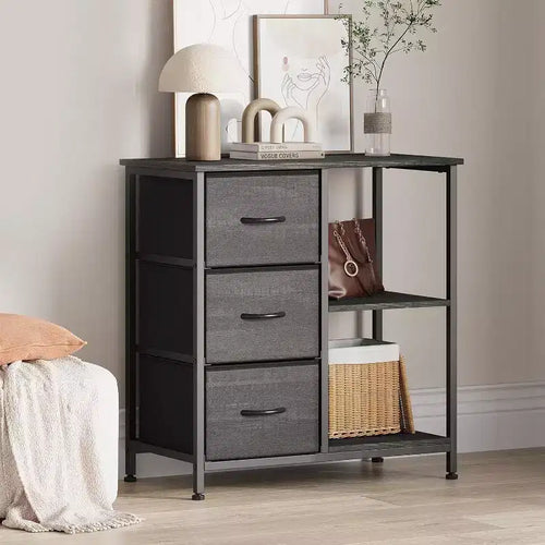 3 Drawers Fabric File Cabinet for Home Office Cabinet with Drawers, Filing Cabinets with 2 Open Storage Compartments, for Home Office