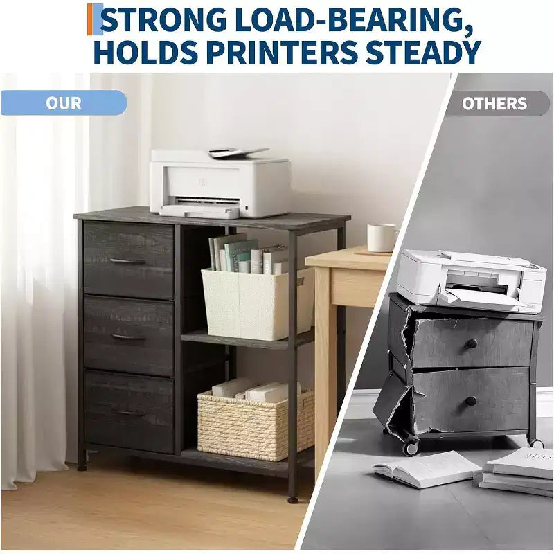 Meuble de classement en tissu à 3 tiroirs pour bureau à domicile avec tiroirs