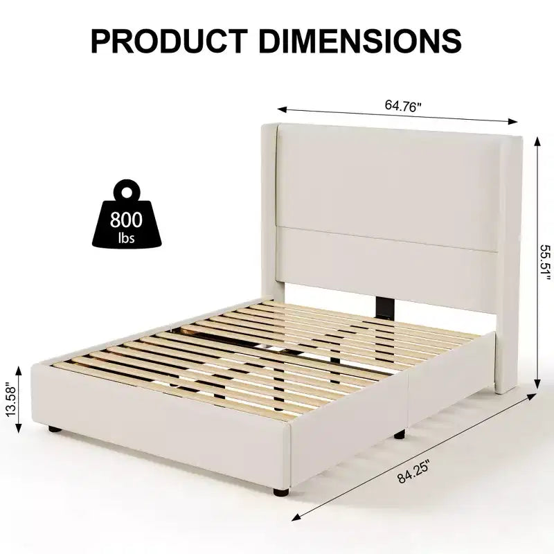 Cadre de lit Queen Size rembourré avec tête de lit en lin de 140 cm