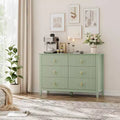 Commode à 6 tiroirs, commode moderne avec poignées en métal pour rangement de chambre à coucher, verte