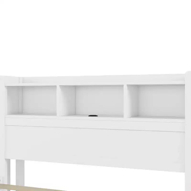 Cadre de lit double en bois avec tête de lit de rangement