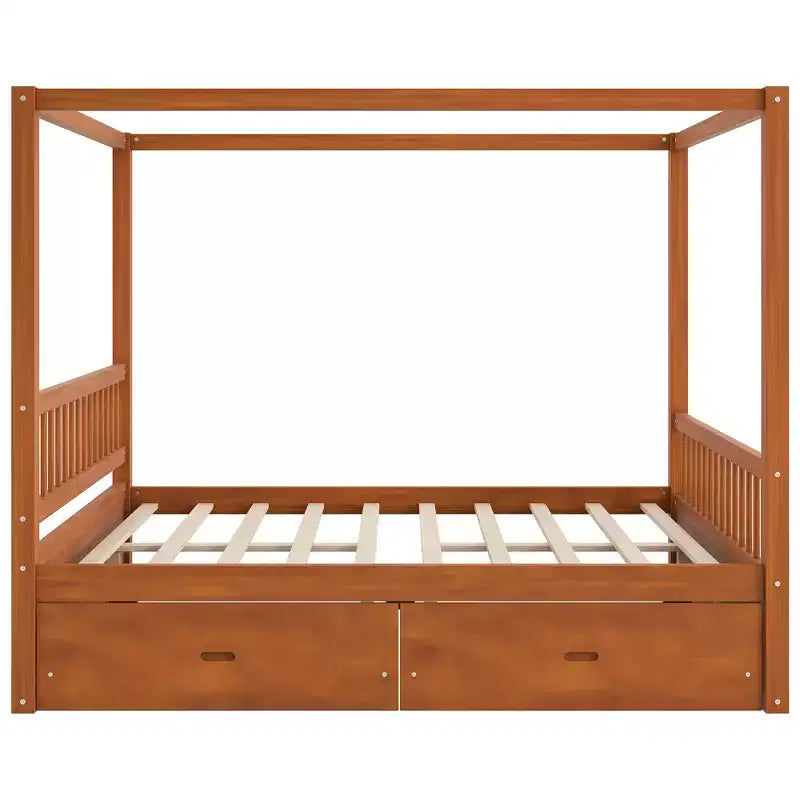 Lit à baldaquin en bois avec tiroirs de rangement