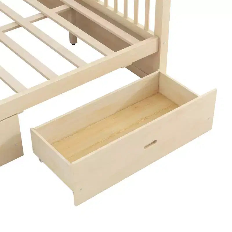 Lit à baldaquin en bois avec tiroirs de rangement