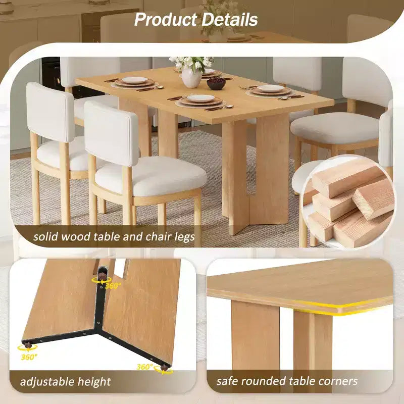 Table à manger de ferme rectangulaire rustique pour 4 à 6 personnes