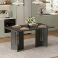 60'' Farmhouse Dining Table Rustic Rectangular Kitchen Table for 4-6, Oak Veneer &amp; Cutout Legs - ModernLuxe