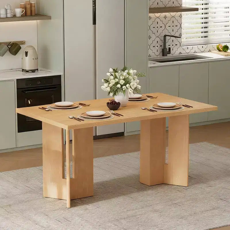 Table à manger de ferme rectangulaire rustique pour 4 à 6 personnes