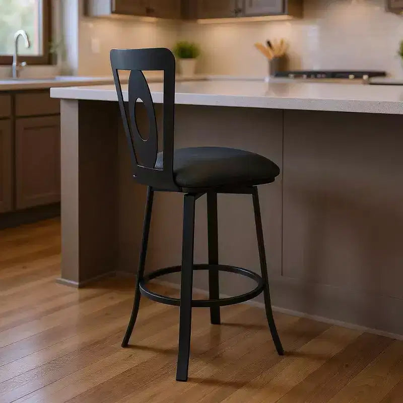 Chaise de bar pivotante en similicuir et fer à hauteur de comptoir