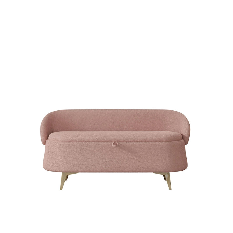 Teddy Fabric Storage Bench with Metal Legs, Multi-Functional Rectangular Storage Sofa Stool