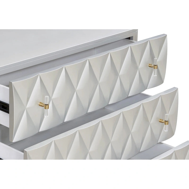 Metallic Silver and Champagne 3-Drawer Console Cabinet