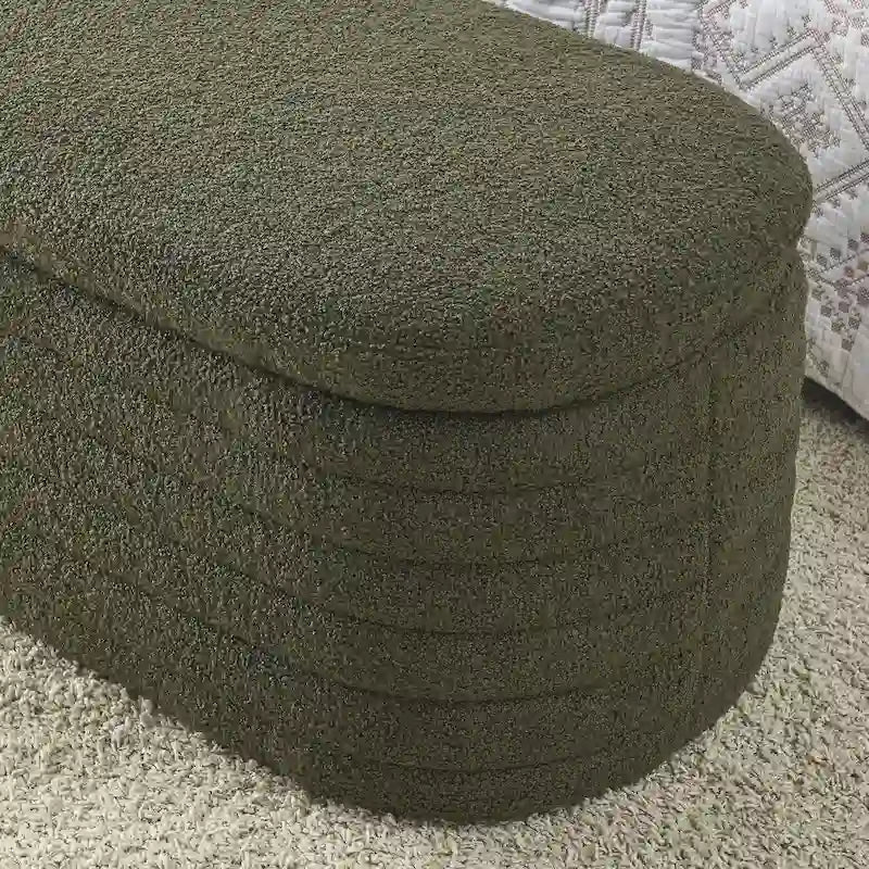 Upholstered Boucle Sherpa Storage Bench