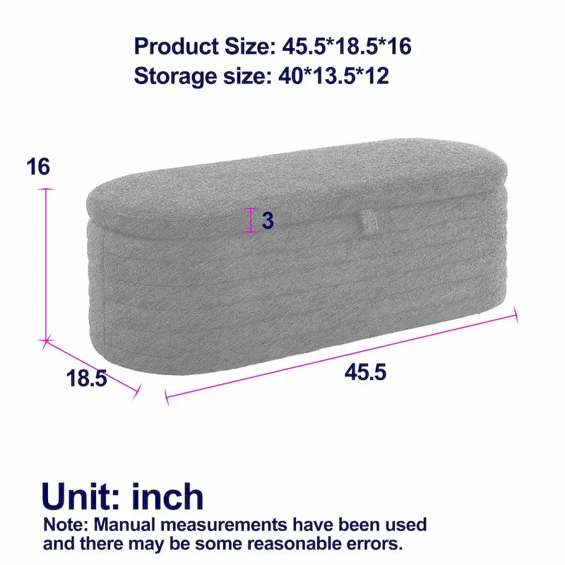 Upholstered Boucle Sherpa Storage Bench