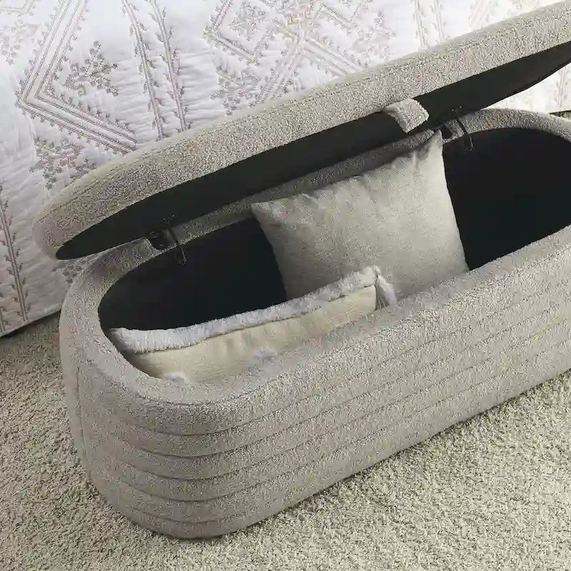 Upholstered Boucle Sherpa Storage Bench