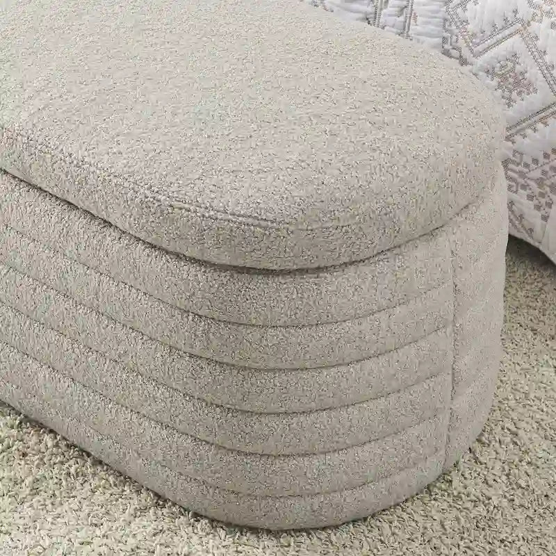 Upholstered Boucle Sherpa Storage Bench