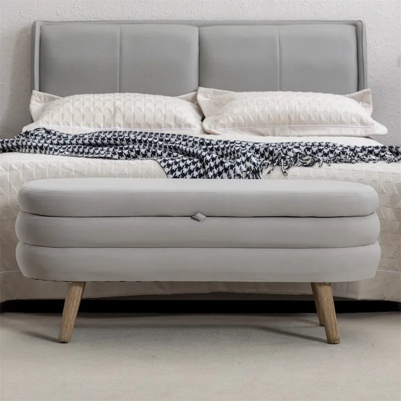 Storage Bench Bedroom Bench With Wood Legs For Living Room Bedroom