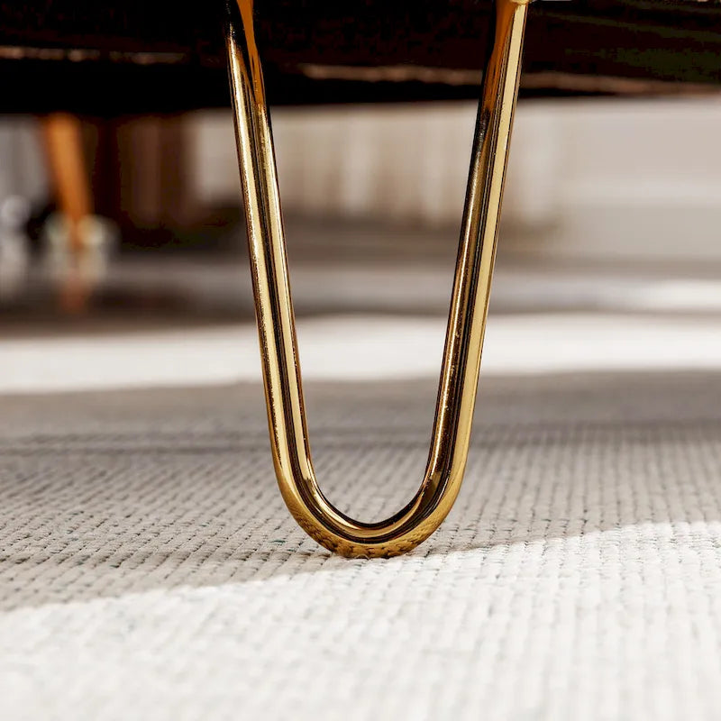 Oval Storage Ottoman Bench with Gold Legs by GDFStudio - 39.37L x15.75W x 15.50H