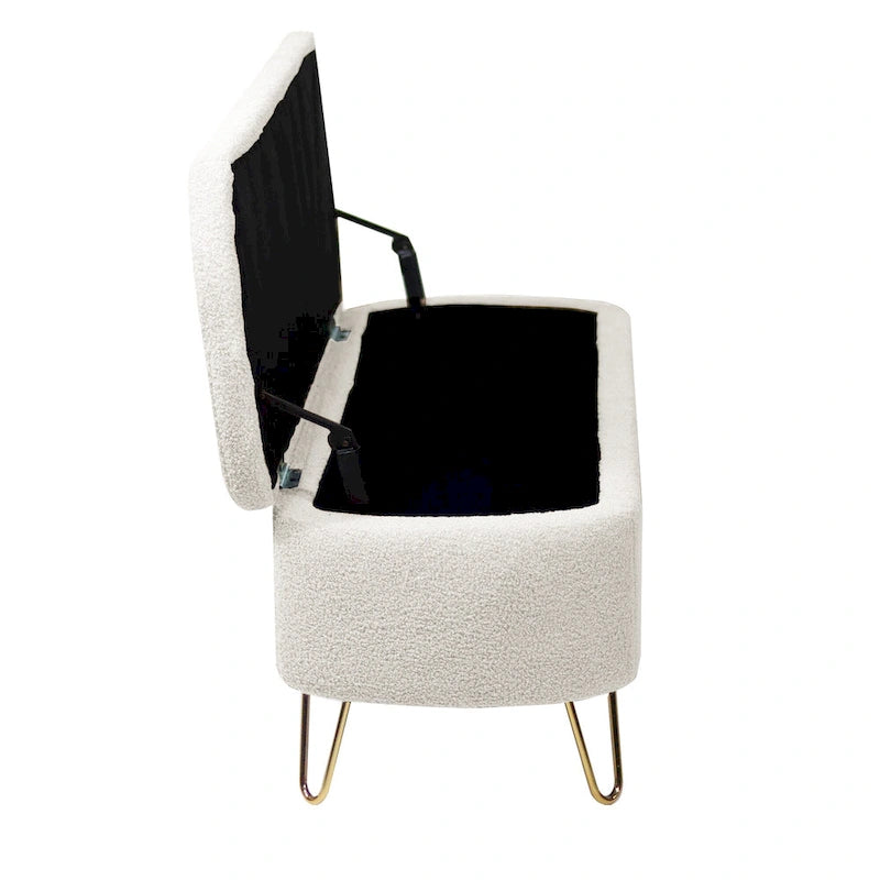 Oval Storage Ottoman Bench with Gold Legs by GDFStudio - 39.37L x15.75W x 15.50H