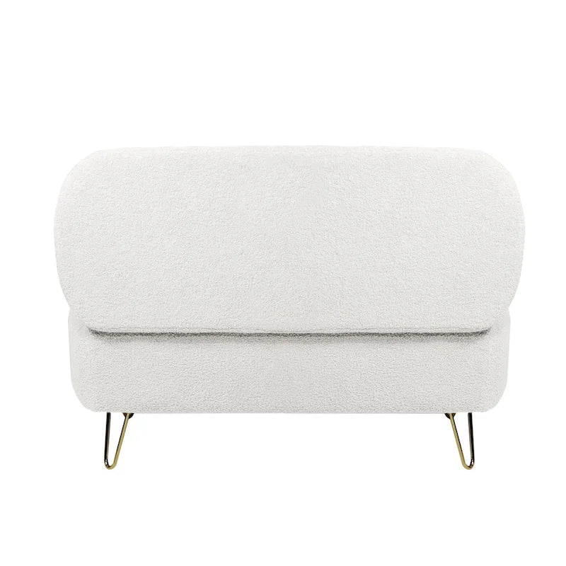 Oval Storage Ottoman Bench with Gold Legs by GDFStudio - 39.37L x15.75W x 15.50H