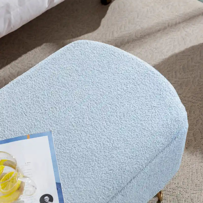 Oval Storage Ottoman Bench with Gold Legs by GDFStudio - 39.37L x15.75W x 15.50H