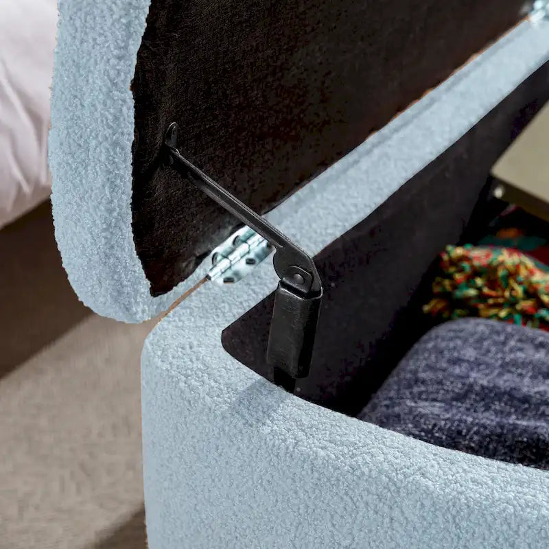Oval Storage Ottoman Bench with Gold Legs by GDFStudio - 39.37L x15.75W x 15.50H