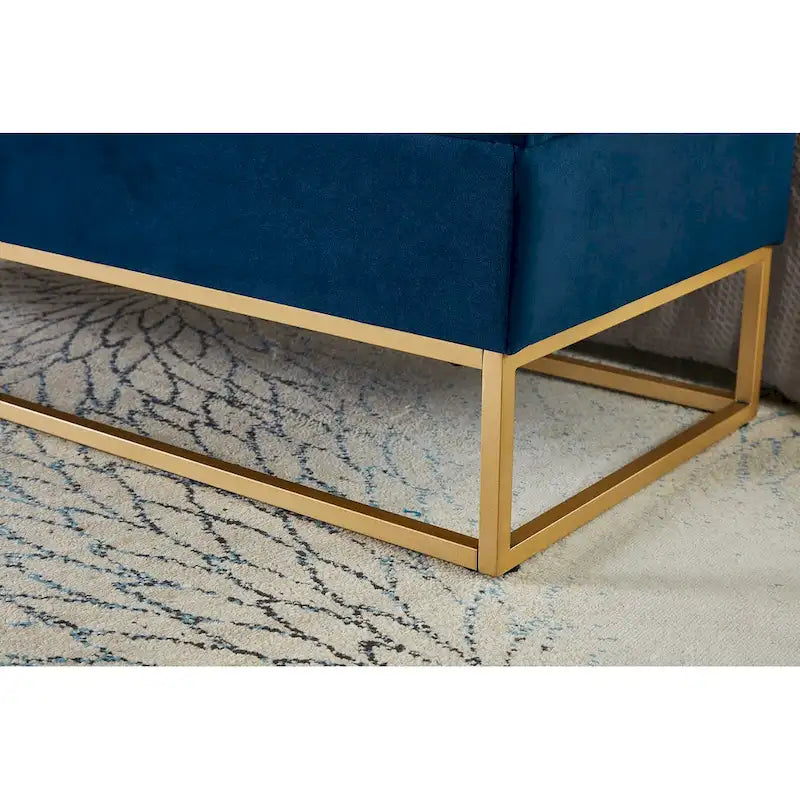 GDFStudio - Charlotte Velvet Tufted Storage Bench with Metal Base