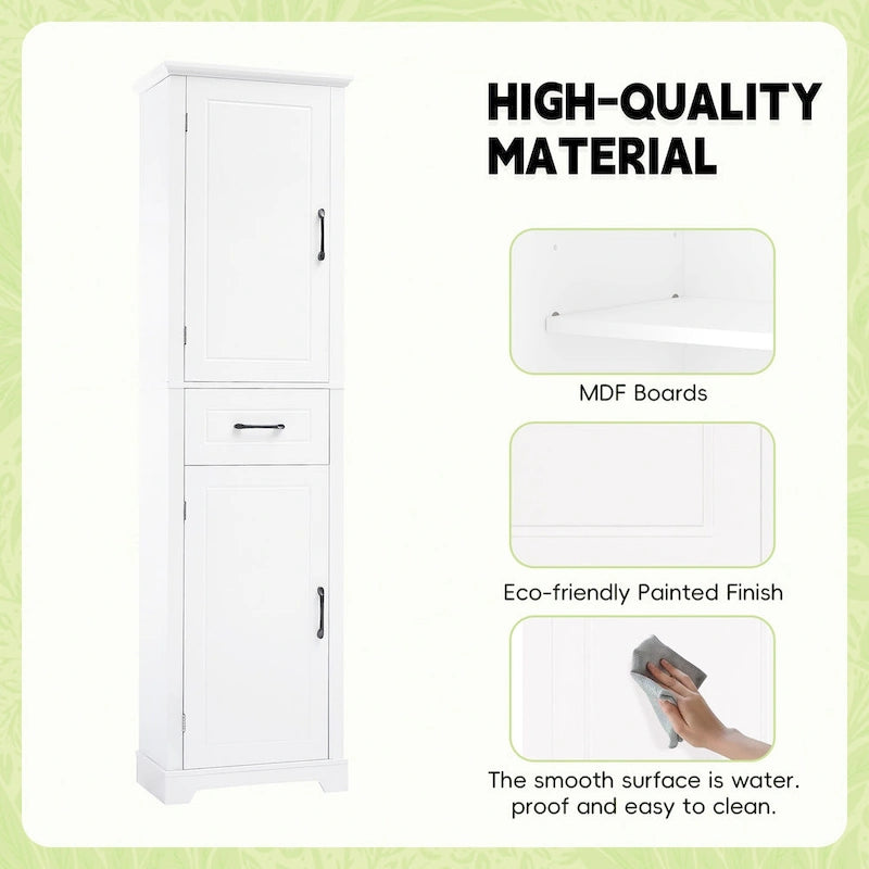 Tall Bathroom Storage Cabinet, Freestanding Storage Cabinet with Two Doors and Adjustable Shelves, Door Shelve Design