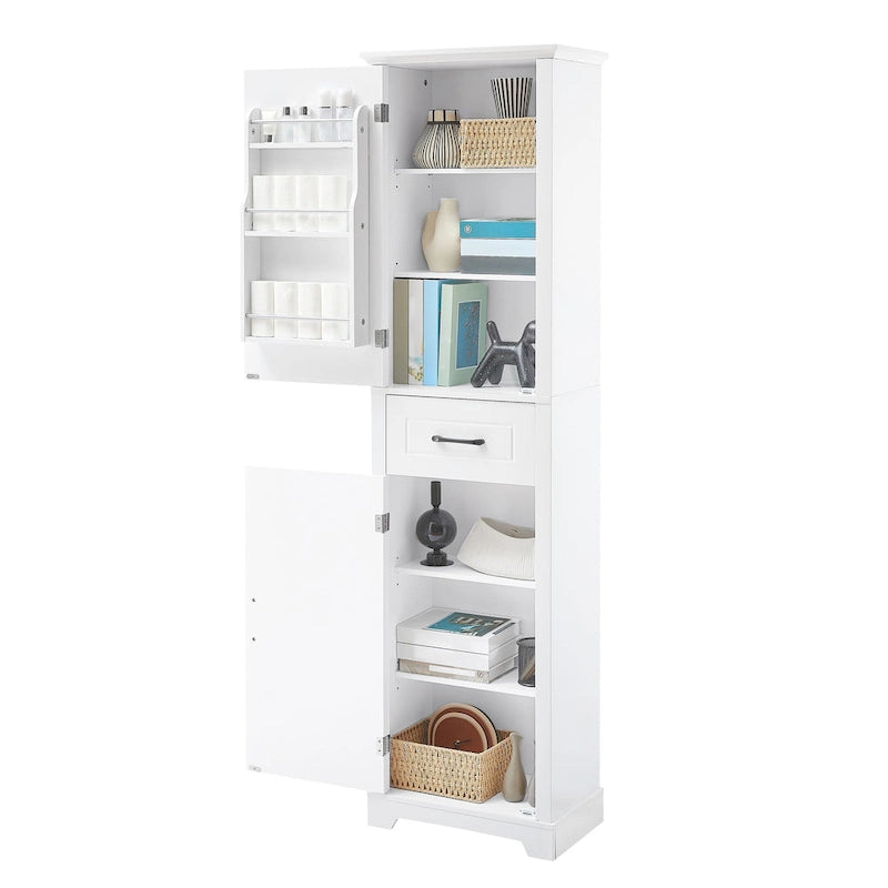 Tall Bathroom Storage Cabinet, Freestanding Storage Cabinet with Two Doors and Adjustable Shelves, Door Shelve Design