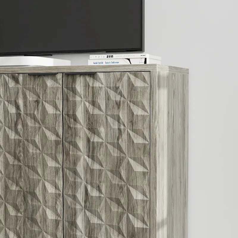 Modern Style Buffet Cabinet,Sideboard Buffet Cabinet With Storage,Storage Cabinet with 4 Diamond-shaped relief Doors